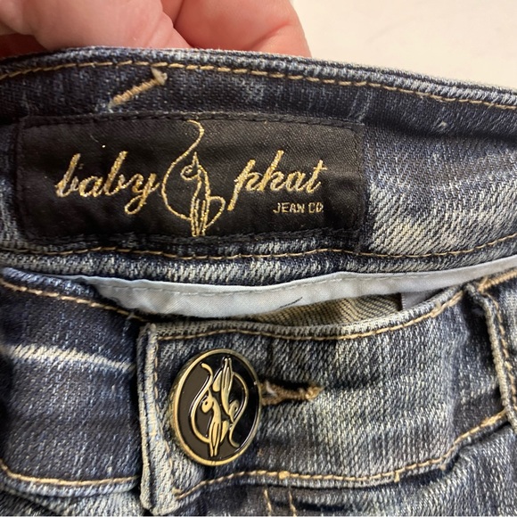 Baby Phat Vintage Y2K Retro Embroidered Pocket &Button Distressed Cotton Jean 13 - Picture 9 of 14